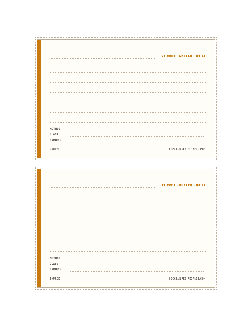 Preview of Blank cocktail recipe cards, 4×6